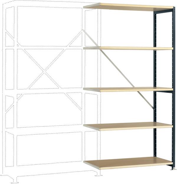 Manuflex RP1115.7016 Stålreol tilbygningsmodul  (B x H x T) 1000 x 2000 x 800 mm    Trægulv