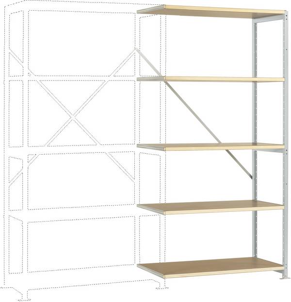 Manuflex RP1115.7035 Stålreol tilbygningsmodul  (B x H x T) 1000 x 2000 x 800 mm    Trægulv