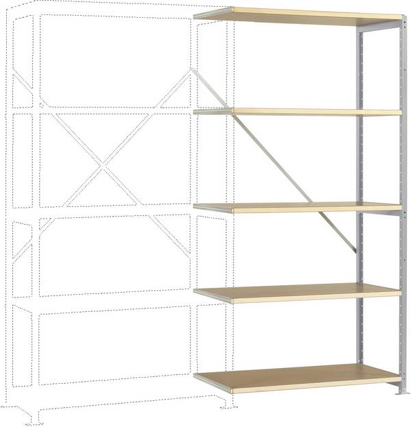 Manuflex RP1114.9006 Stålreol tilbygningsmodul  (B x H x T) 1000 x 2000 x 700 mm    Trægulv