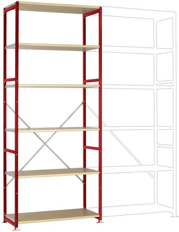 Manuflex RP1314.3003 Stålreol grundmodul  (B x H x T) 1030 x 2500 x 700 mm    Trægulv