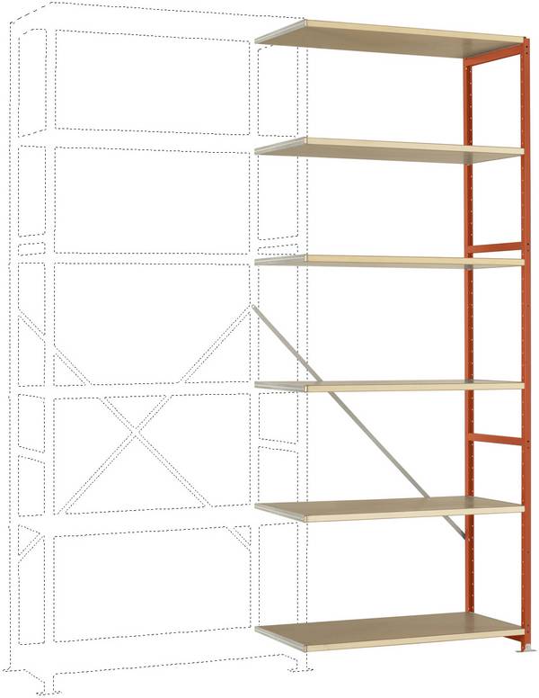 Manuflex RP1414.2001 Stålreol tilbygningsmodul  (B x H x T) 1000 x 2500 x 700 mm    Trægulv