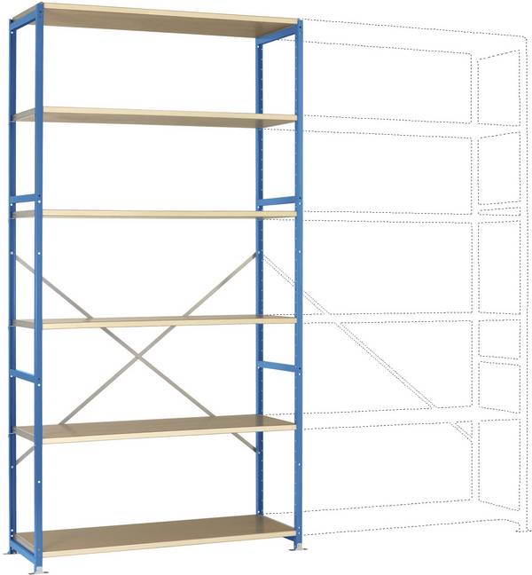 Manuflex RP1333.5012 Stålreol grundmodul  (B x H x T) 1280 x 2000 x 800 mm    Trægulv
