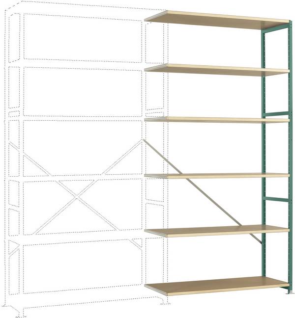 Manuflex RP1428.0001 Stålreol tilbygningsmodul  (B x H x T) 960 x 2250 x 300 mm    Trægulv