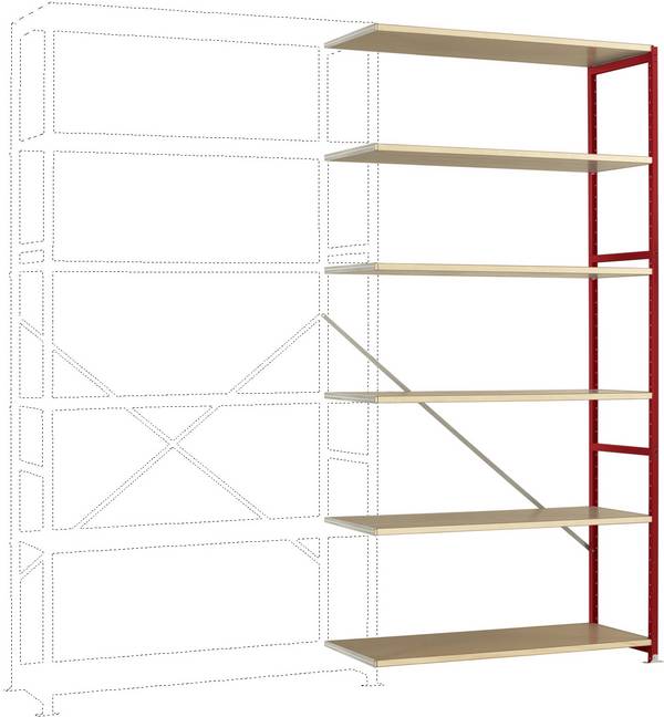 Manuflex RP1436.3003 Stålreol tilbygningsmodul  (B x H x T) 960 x 2250 x 300 mm    Trægulv