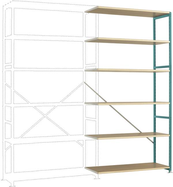 Manuflex RP1436.5021 Stålreol tilbygningsmodul  (B x H x T) 960 x 2250 x 300 mm    Trægulv
