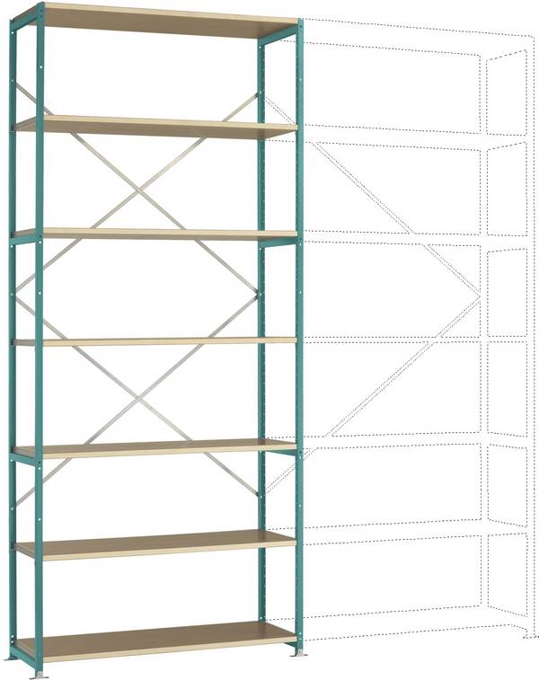 Manuflex RP1636.5021 Stålreol grundmodul  (B x H x T) 1250 x 2000 x 800 mm    Trægulv