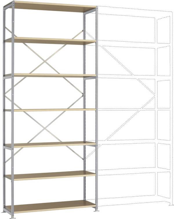 Manuflex RP1627.9006 Stålreol grundmodul  (B x H x T) 1250 x 2000 x 600 mm    Trægulv