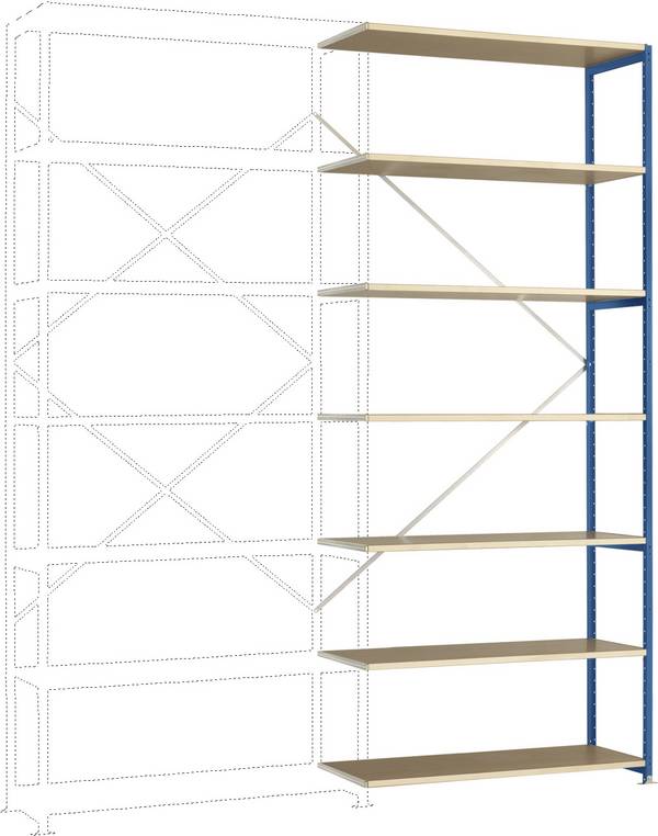 Manuflex RP1736.5007 Stålreol tilbygningsmodul  (B x H x T) 960 x 2600 x 300 mm    Trægulv