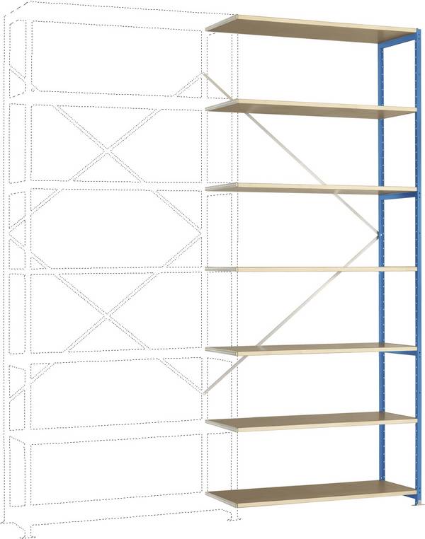 Manuflex RP1736.5012 Stålreol tilbygningsmodul  (B x H x T) 960 x 2600 x 300 mm    Trægulv