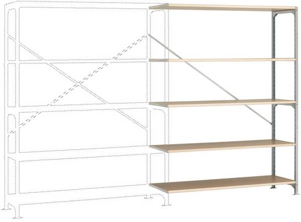 Manuflex RM2523 Stålreol tilbygningsmodul  (B x H x T) 1250 x 3000 x 700 mm    Trægulv