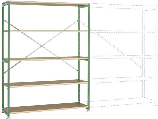 Manuflex RP1041.6011 Stålreol grundmodul  (B x H x T) 1530 x 2000 x 400 mm    Trægulv