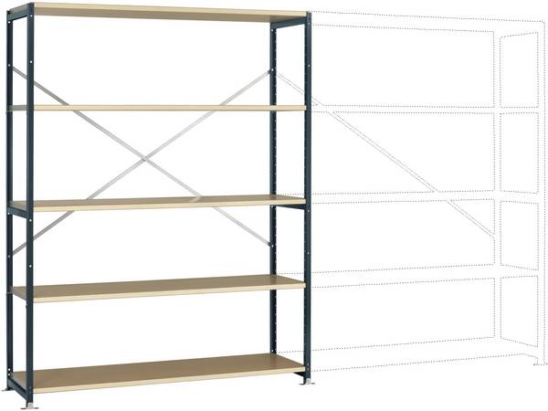 Manuflex RP1042.7016 Stålreol grundmodul  (B x H x T) 1530 x 2000 x 400 mm    Trægulv