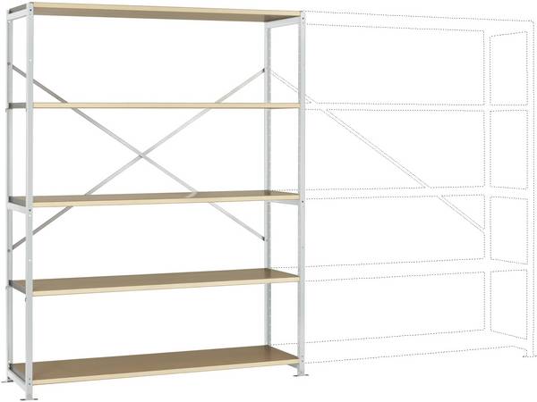 Manuflex RP1041.7035 Stålreol grundmodul  (B x H x T) 1530 x 2000 x 400 mm    Trægulv