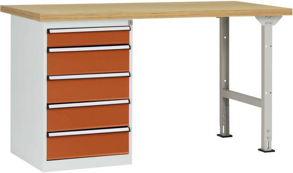 Manuflex WC5106.2001 Arbejdsbordsystem (B x H x T) 2000 x 800 x 700 mm Blodappelsin (RAL 2001)