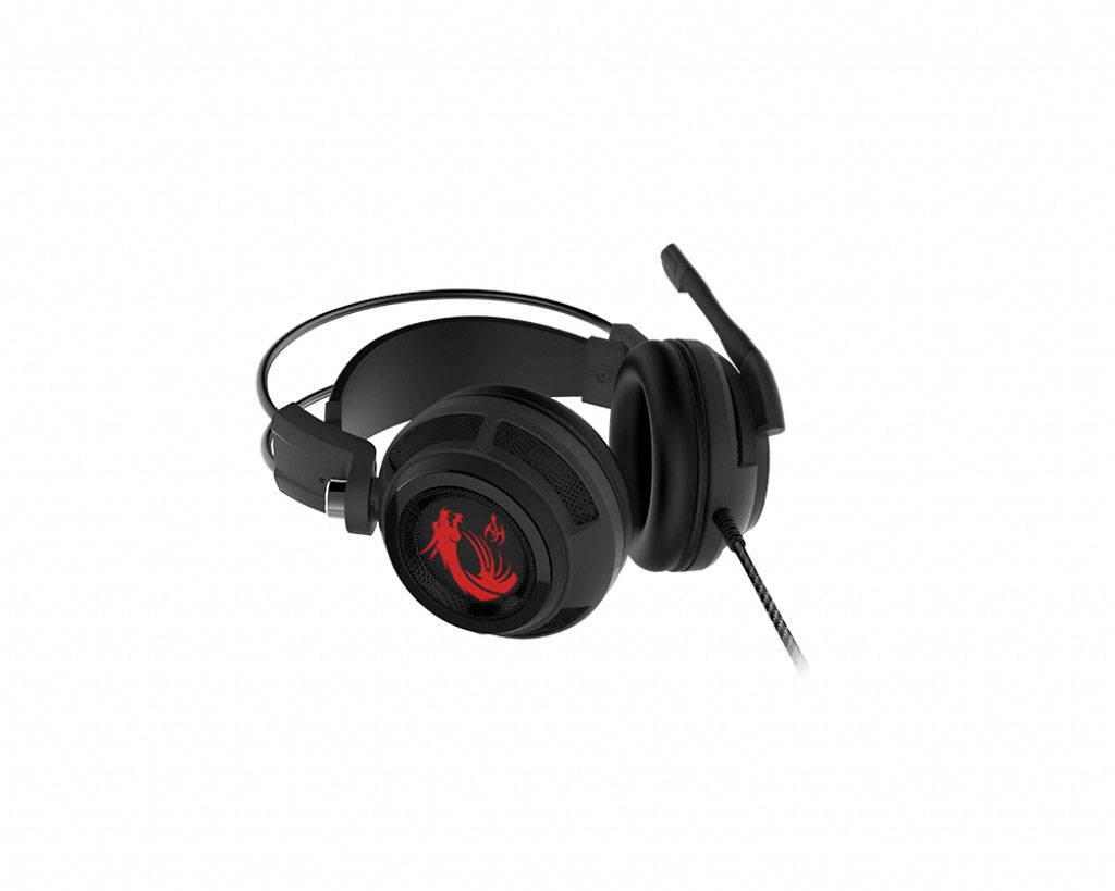 MSI DS502 Over Ear-hovedtelefoner kabelbundet 7.1 Surroundsound Sort Mikrofon-støjreduktion Lydstyrkeregulering, Indstil-1