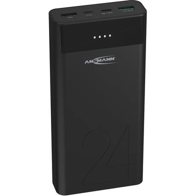Ansmann 24Ah PD Powerbank 24000 mAh Power Delivery, Quick Charge 3.0 LiPo  Sort Statusvisning