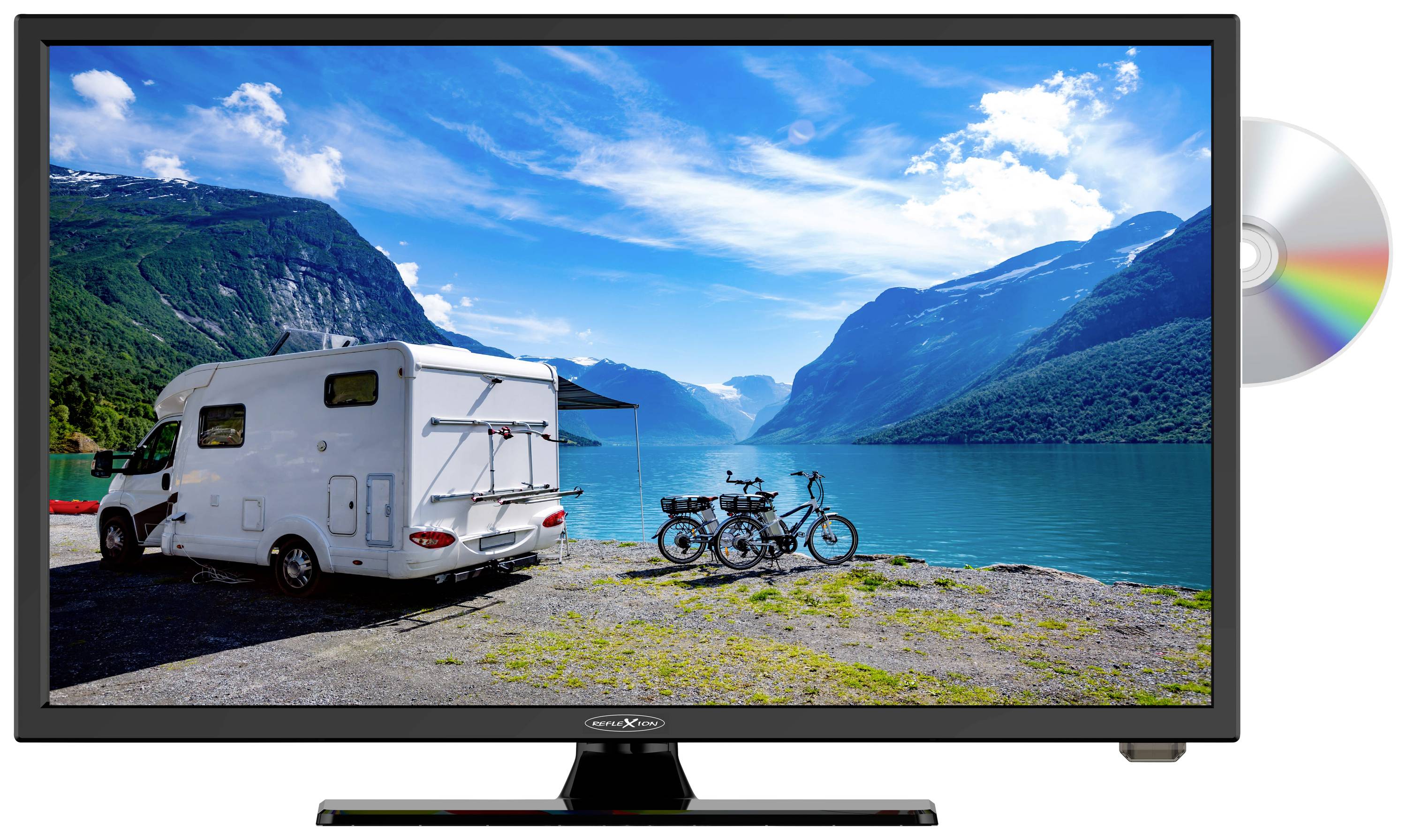 Reflexion LED-fjernsyn 22 tommer EEK F - G) CI+, DVB-C, DVB-S2, DVB-T2 HD , DVD-Player, Full Sort (blank) | Conradelektronik.dk