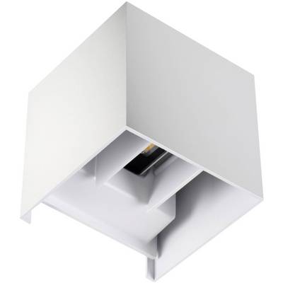 Hvid, kubisk loftslampe med åben underdel, velegnet til moderne interiører.