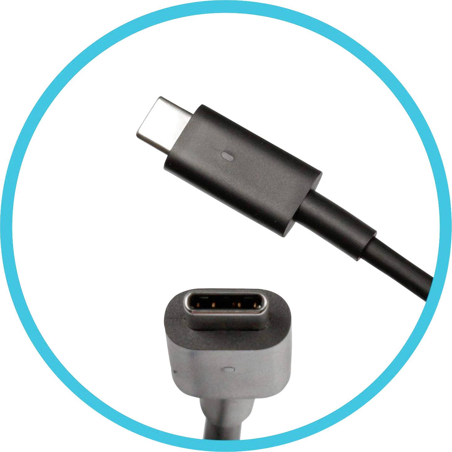 USB-C-kabel: Sort USB-C-kabel med karakteristisk oval stik, velegnet til hurtig dataoverførsel og opladning.