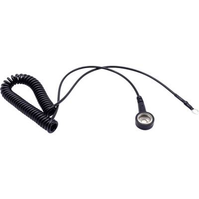 Et spiralformet, sort kabel med en cirkulær sensor i den ene ende, bruges til måling i elektroniske enheder.