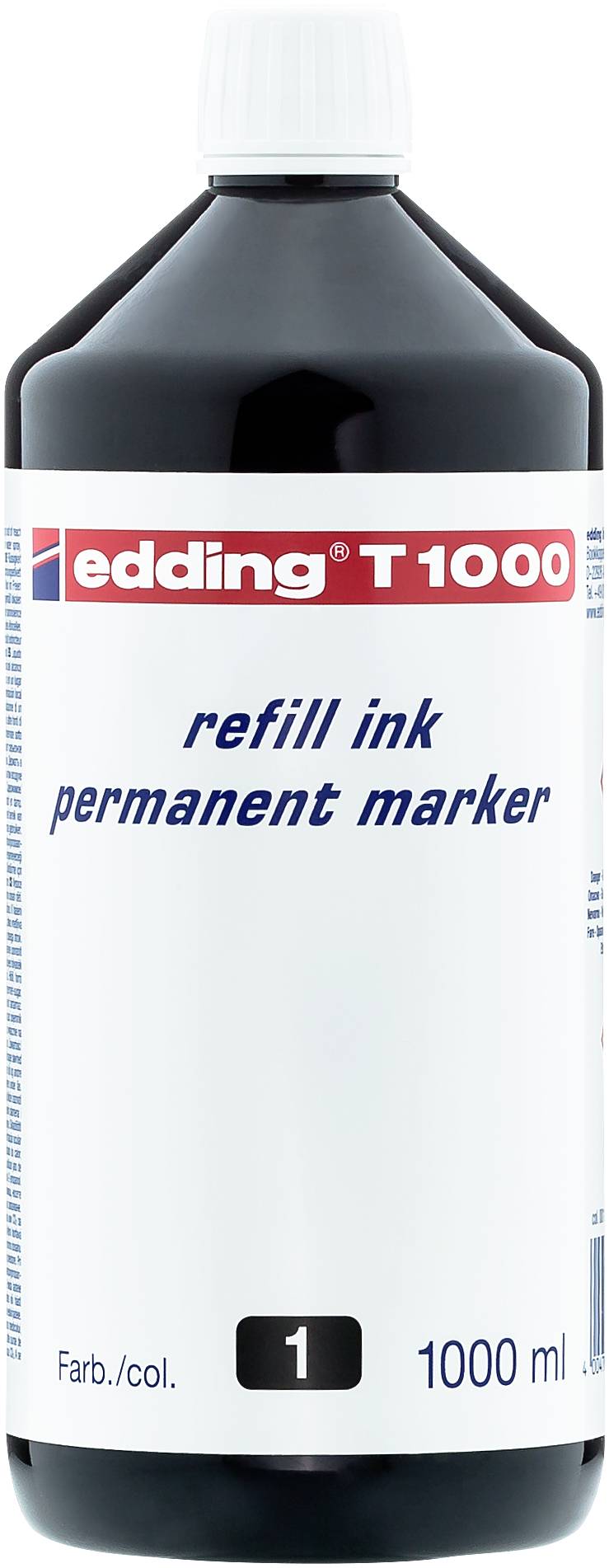 Edding Påfyldningsblæk marker T1000 Sort 1 l vandfast: Ja 4-T1000001-0