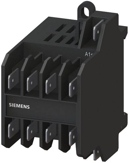 En sort Siemens-kontaktor til styring af elektriske kredsløb. Tilslutningsklemmer og en påskrift med 'A1+' er synlige.