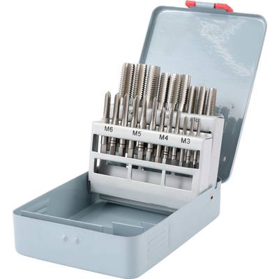 TOOLCRAFT TO-6800787 Gevindskæresats 21 dele M3, M4, M5, M6, M8, M10, M12 DIN 352 HSS 1 stk