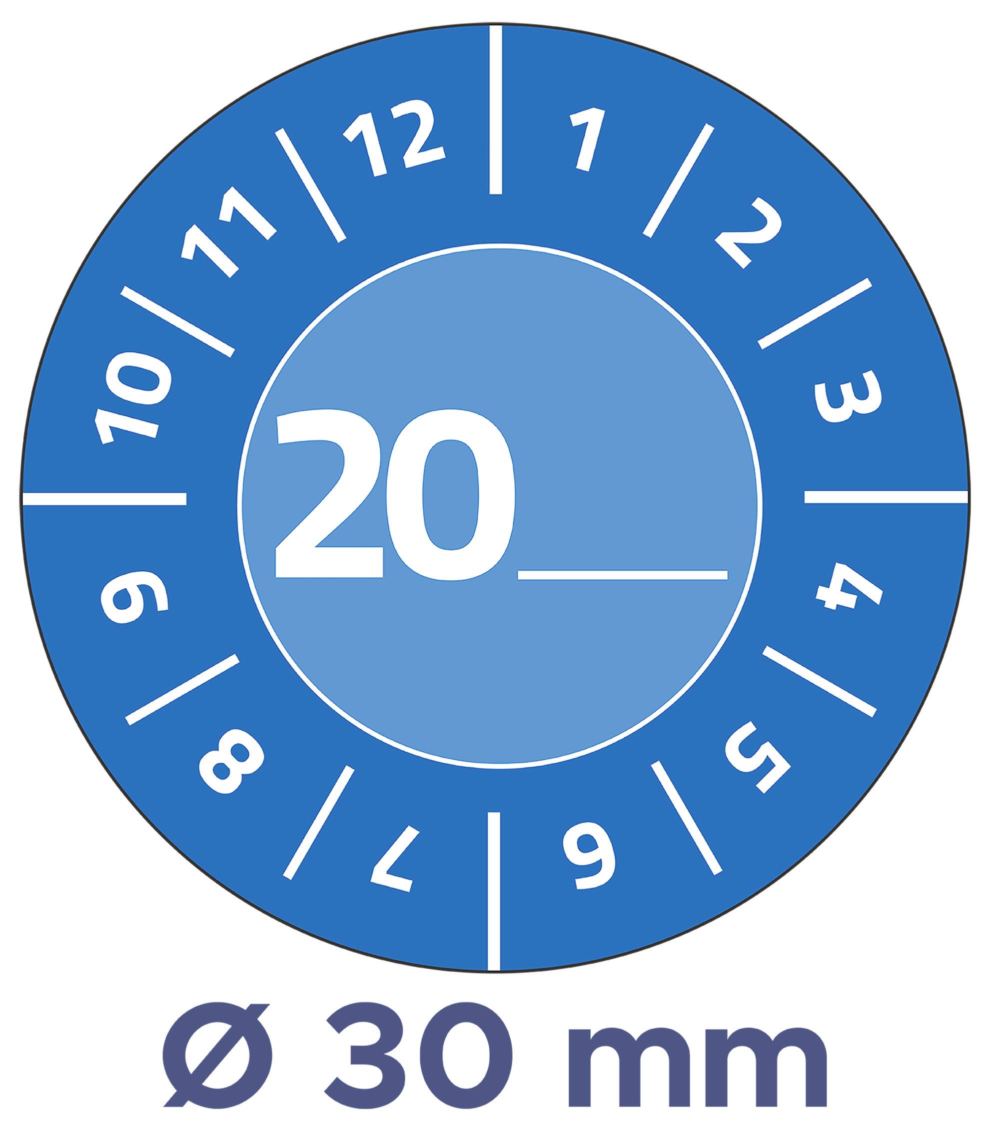 Symbol for borehuløstørrelse: blå skive med '20' i midten og uden på '⌀ 30 mm'.