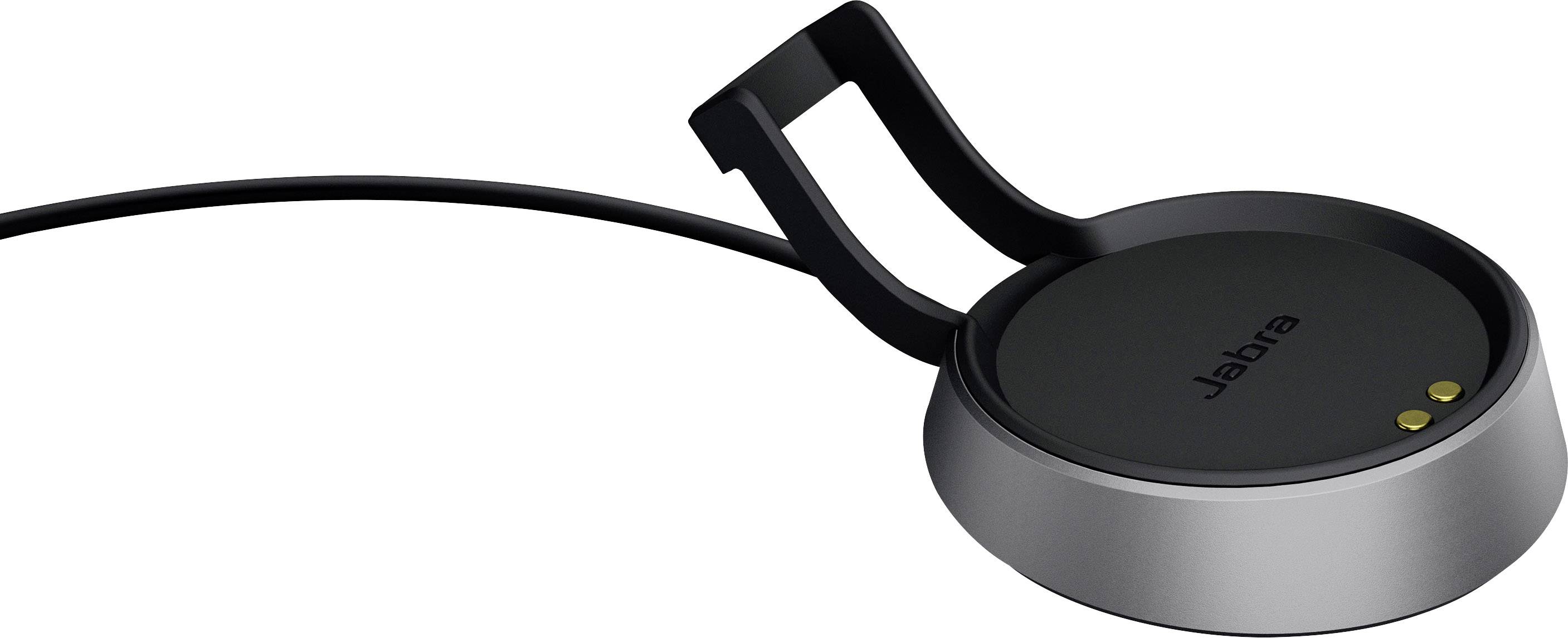 Sort Jabra-oplader med USB-kabel, velegnet til trådløse høretelefoner.