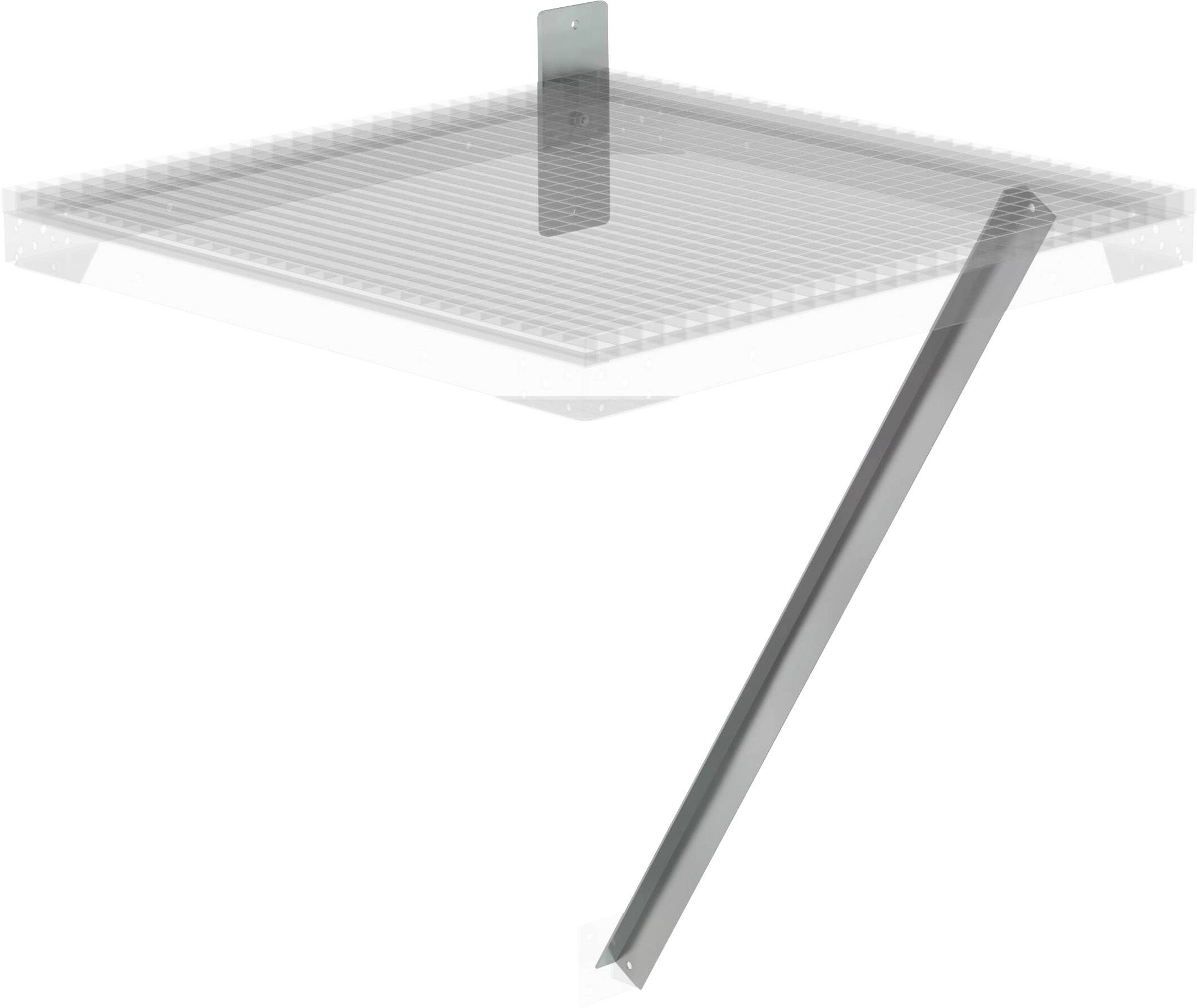 Reol med beslag og tilslutningsskinne i hvid; viser en svævende opsætning til brug som væghylde.