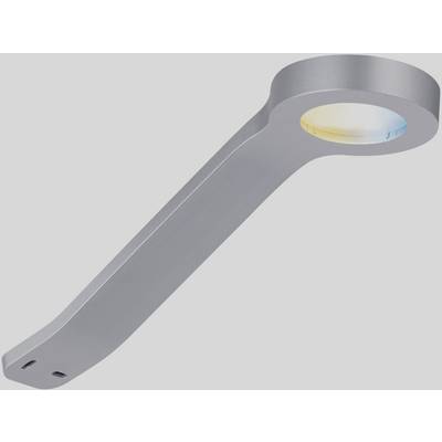 Offentlig gadelampe i metal med moderne design og cirkulær lyskilde.