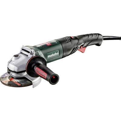Metabo vinkelsleber med ledning, sidegreb og slibeskive på hvid baggrund.