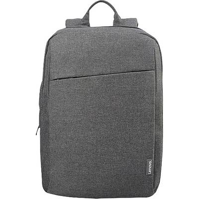 Grå-sort Lenovo-rygsæk med lynlås, enkelt design og håndtag, velegnet til bærbare computere og daglig brug.