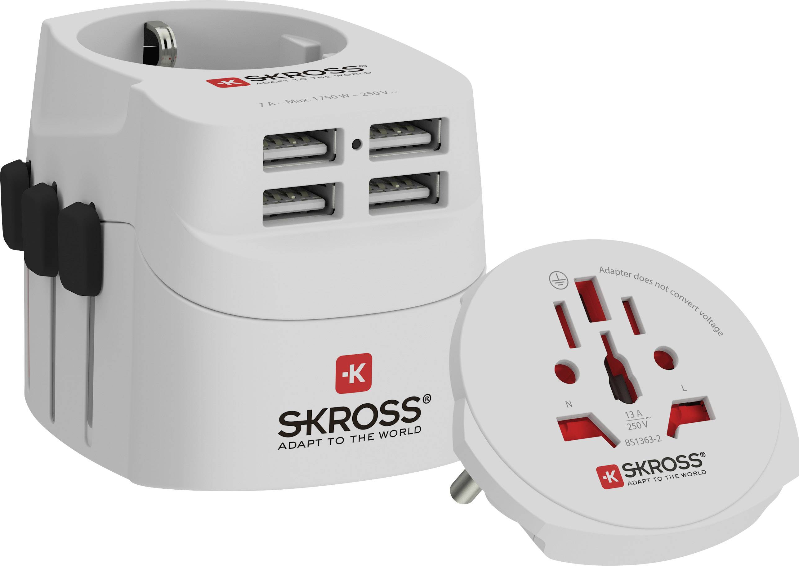 Skross 1302471 Rejseadapter PRO Light USB (4xA) - World