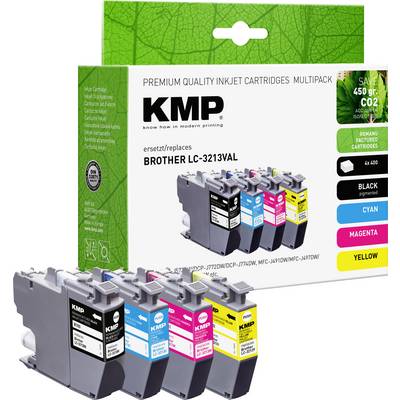 Et sæt med fire KMP blækpatroner til Brother printere. Sættet indeholder sort, cyan, magenta og gul. Miljøvenligt design.