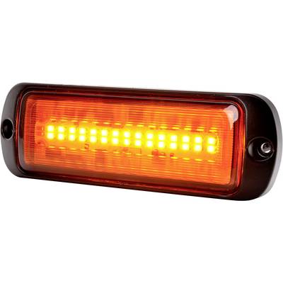 Et rektangulært orange LED-baglys med sort kant, der lyser ensartet. Egnet til køretøjer.