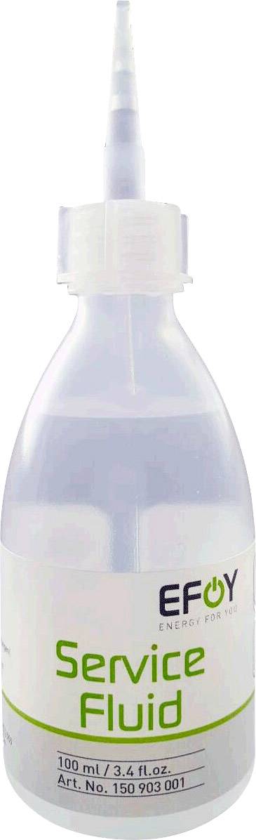 En flaske mærket 'Service Fluid'. Kapacitet 100 ml. Fra mærket EFOY.