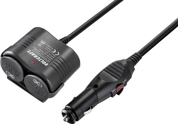 VOLTCRAFT VC-11533030 2xDC Cigarettænder-fordeler-type Antal cigarettændingskoblinger 2 x Tilladt belastning strøm maks. 10 A