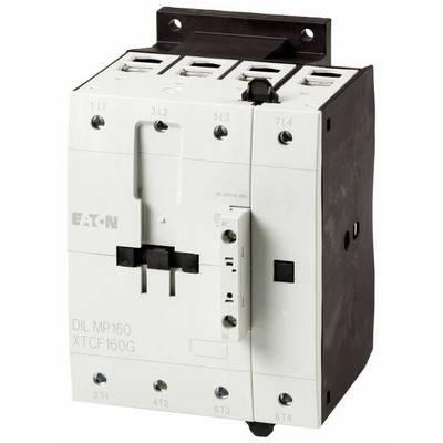 En hvid elektrisk effektforbinder med påskriften 'Eaton DIL MP160 XTCF160G', bruges til industrielle anvendelser.