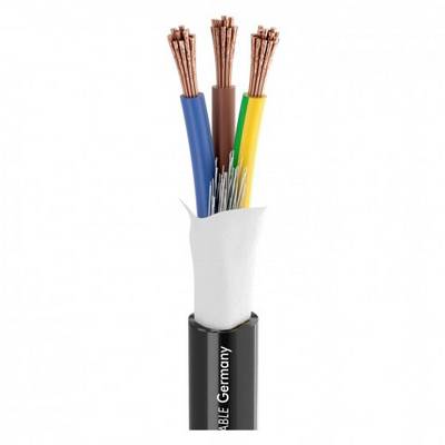 Et sort kabel med flere farvede, afisolerede ledninger i enden. Ledningerne er lavet af kobber og viser forskellige farver.