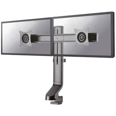 Dobbelt monitorholder med justerbar svingarm, velegnet til montering af to skærme. Ideel til ergonomiske arbejdspladser.