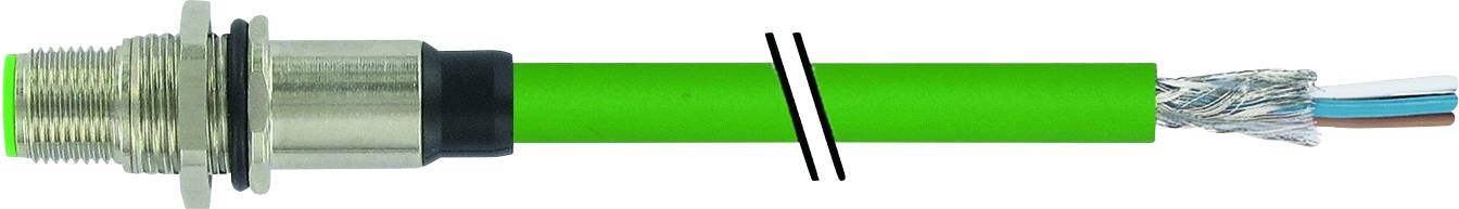 Et grønt kabel med en metalstik og blottede trådender. Egnet til elektriske forbindelser.