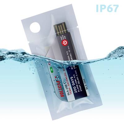 USB-datalogger i vandtæt indpakning (IP67) med 200 dages batterilevetid.