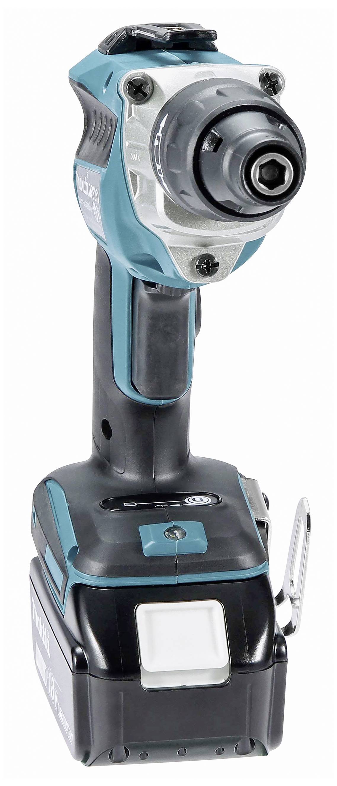 Akku-boremaskine i blå og sort med ergonomisk greb og integreret batteri, velegnet til gør-det-selv-projekter.