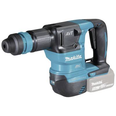 En blå og sort Makita akku-borehammer med ergonomisk greb, velegnet til professionelle byggearbejder.
