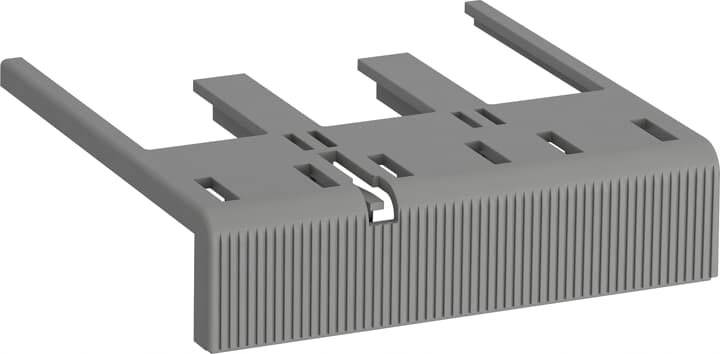 Grå plastikkapsel med åbninger, en del af en hardwarekomponent, bruges til montering eller fastgørelse af elektriske dele.