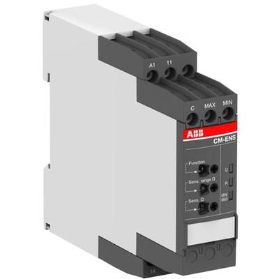 Et elektrisk DIN-skinne-modul fra ABB med flere tilslutningsklemmer og switches på forsiden, model CM-ENS.