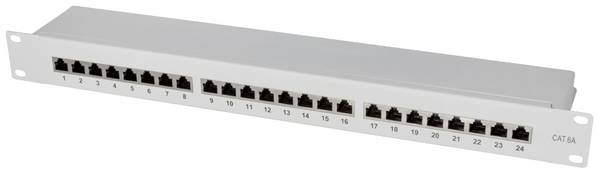 LogiLink NP0060 24 porte Patch-panel 483 mm (19") CAT 6A 1 U Grå