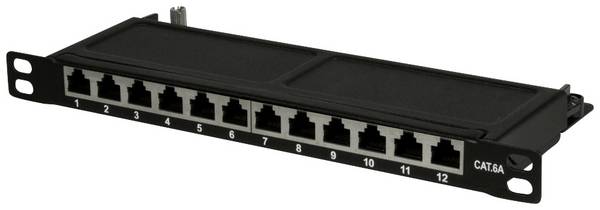 LogiLink NP0066 12 porte Patch-panel 254 mm (10") CAT 6A 0.5 U Flerfarvet