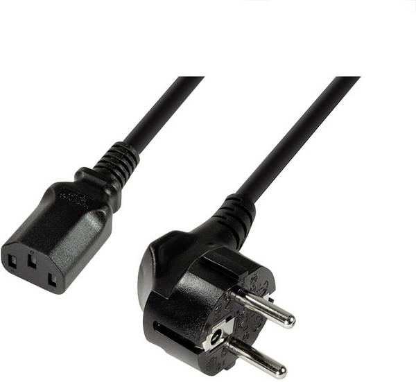 LogiLink Strøm Tilslutningskabel [1x vinkelstik - 1x IEC-stik C13] 3.00 m Sort